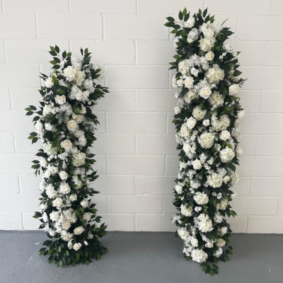 White Silk Flower Split Arch