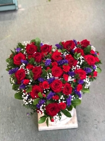 Purple and red rose heart